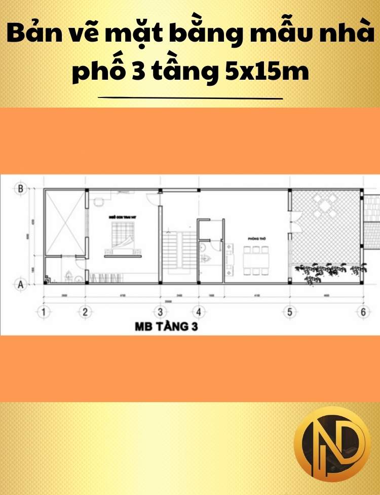 nhà phố 3 tầng 5x15m