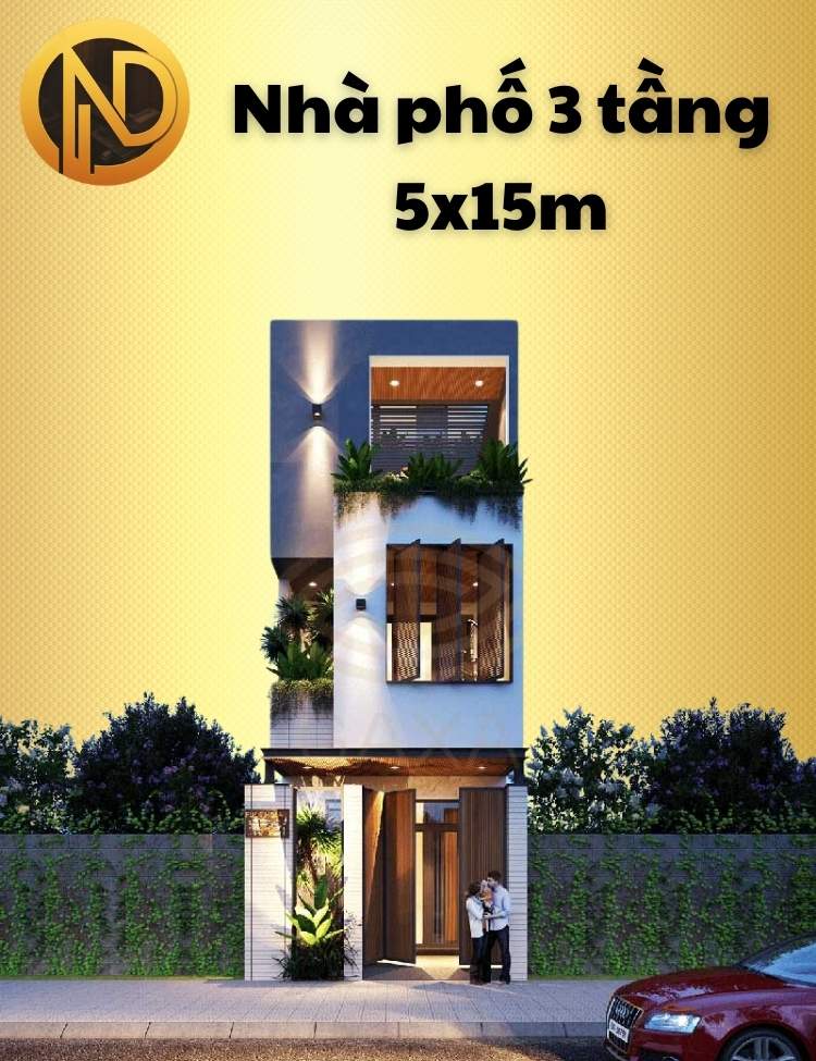 nhà phố 3 tầng 5x15m