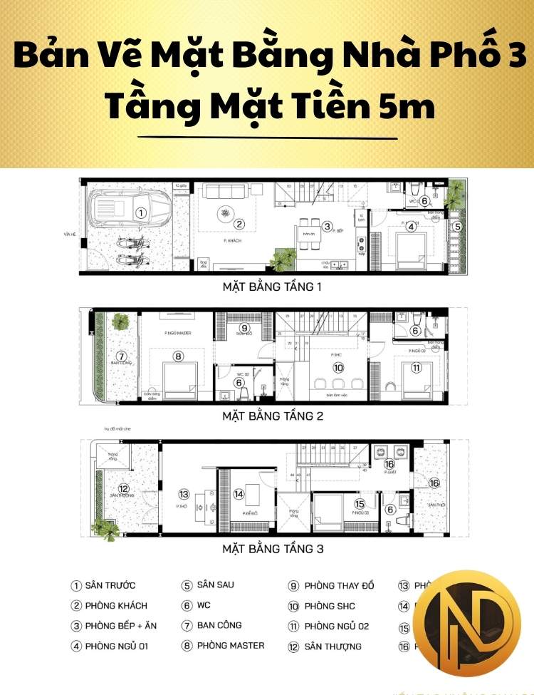 nhà phố 3 tầng mặt tiền 5m 