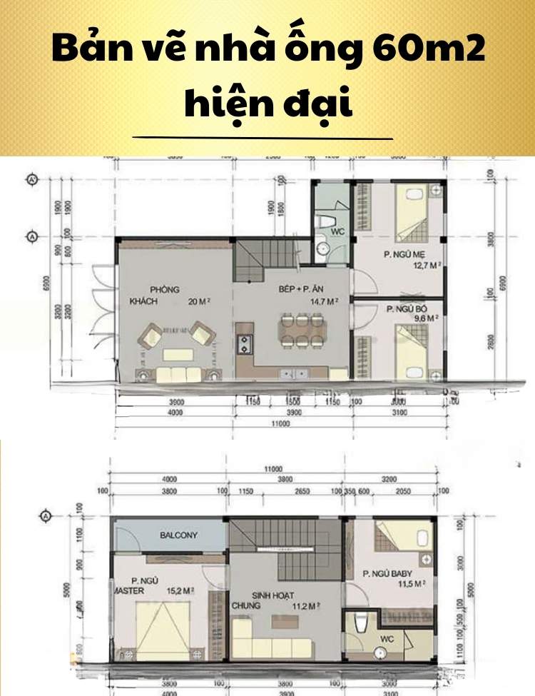 Mẫu thiết kế nhà ống 60m2 hiện đại