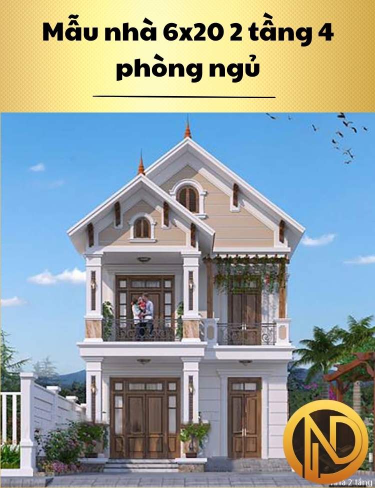 Mẫu nhà 2 tầng 6x20 4 phòng ngủ