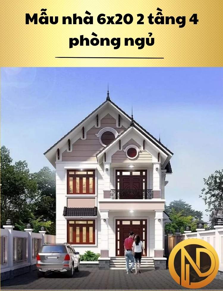 Mẫu nhà 2 tầng 6x20 4 phòng ngủ