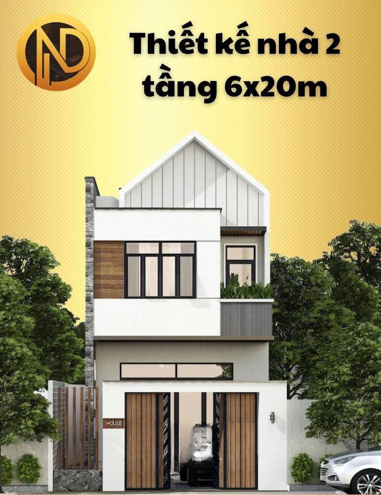 thiết kế nhà 2 tầng 6x20m