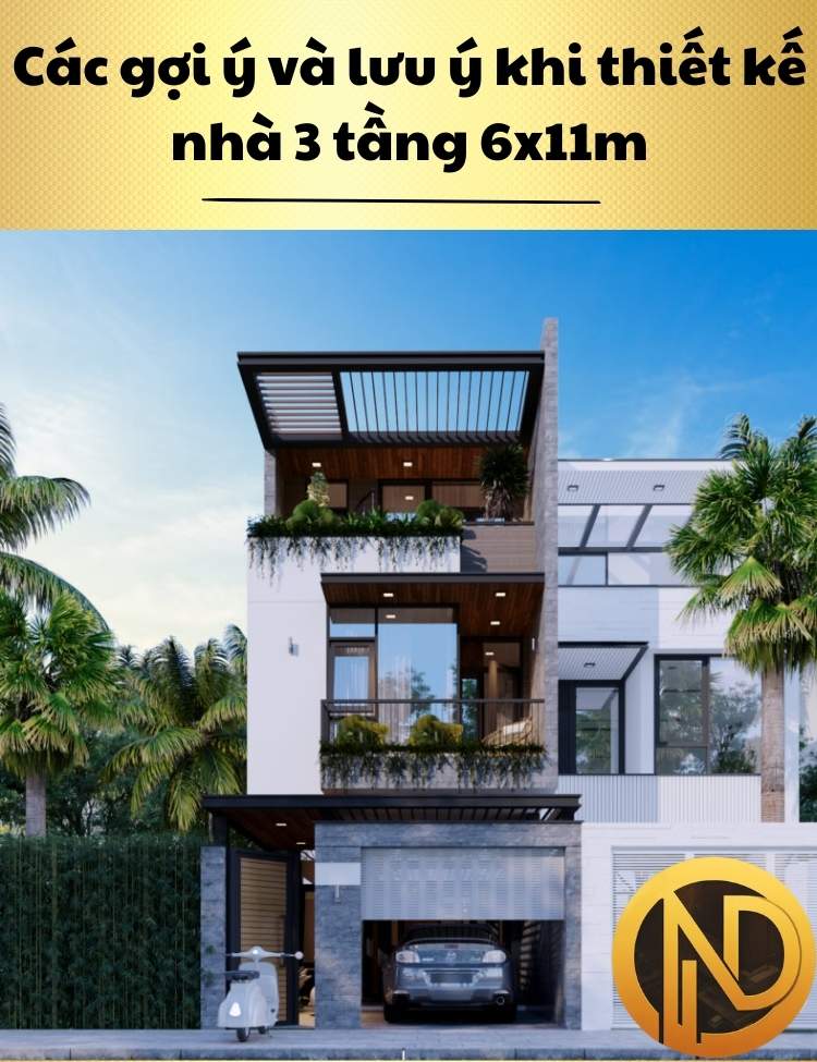 thiết kế nhà 3 tầng 6x11m