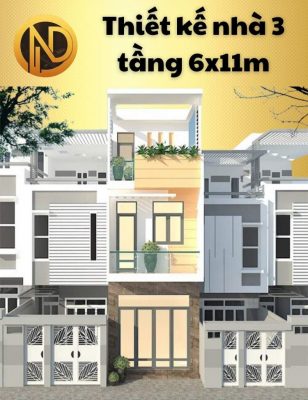 thiết kế nhà 3 tầng 6x11m