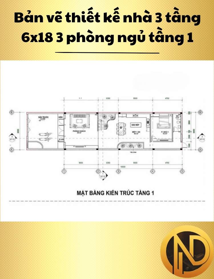 thiết kế nhà 3 tầng 6x18