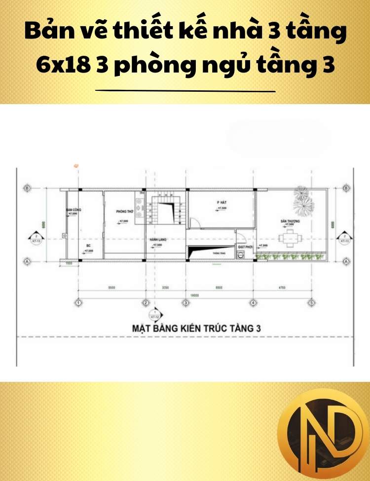 thiết kế nhà 3 tầng 6x18