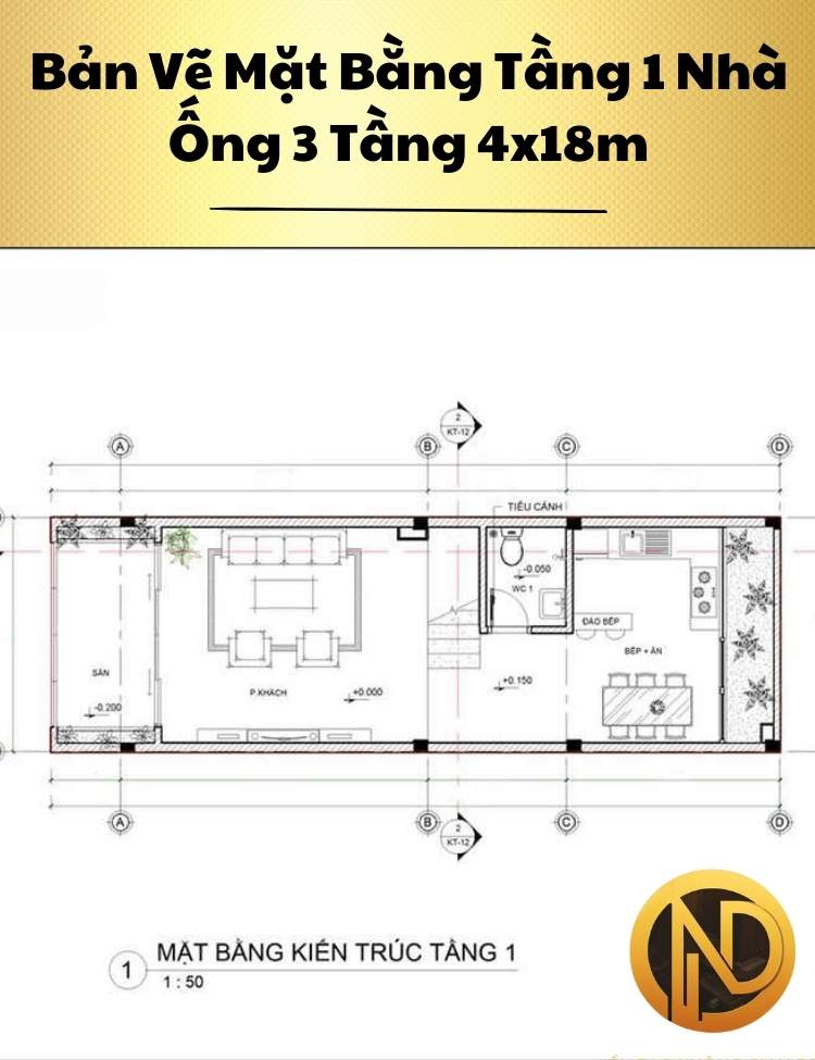 thiết kế nhà ống 3 tầng 4x18m