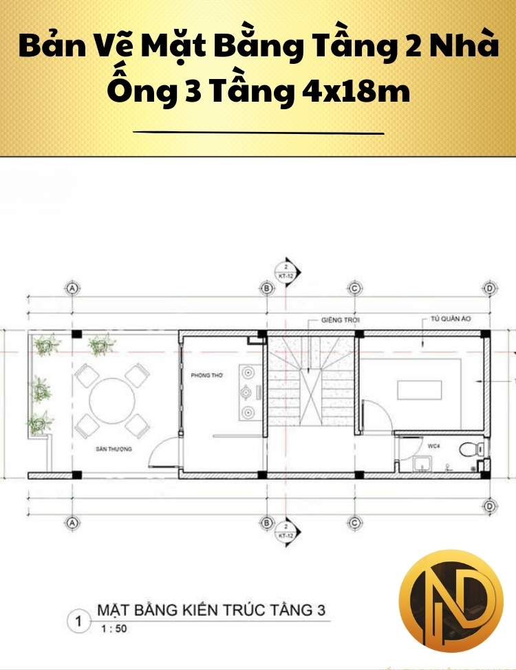 thiết kế nhà ống 3 tầng 4x18m