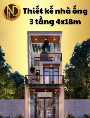 thiết kế nhà ống 3 tầng 4x18m