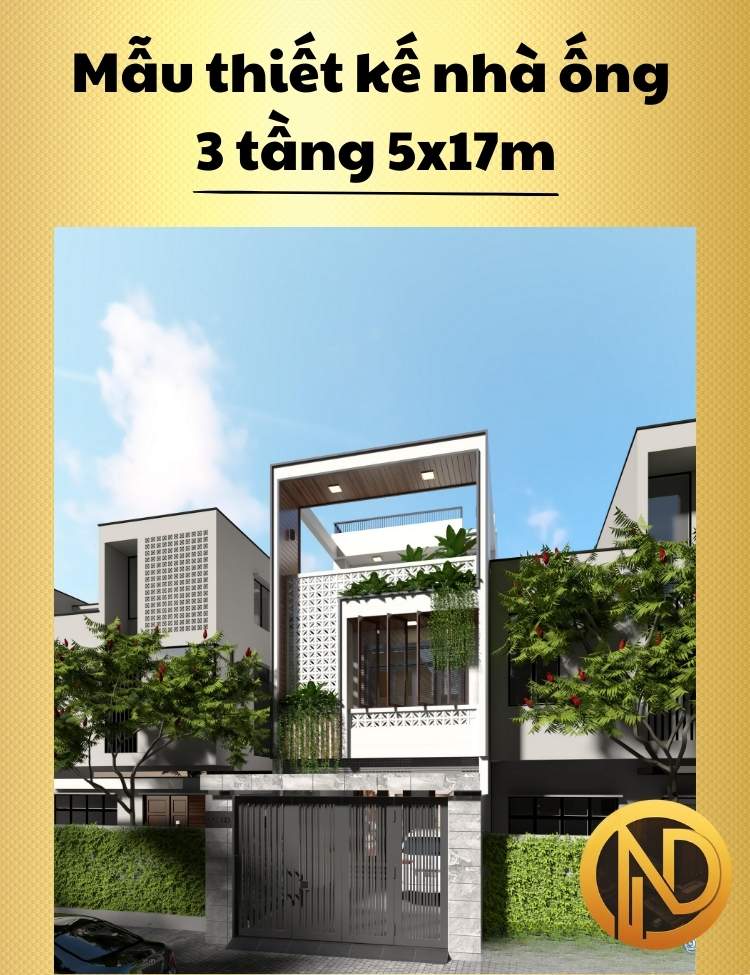 Mẫu Thiết Kế Nhà Ống 3 Tầng 5x17m