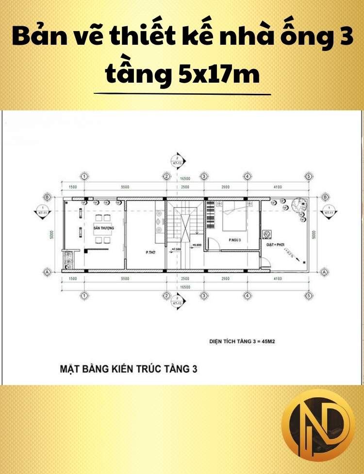 thiết kế nhà ống 3 tầng 5x17m