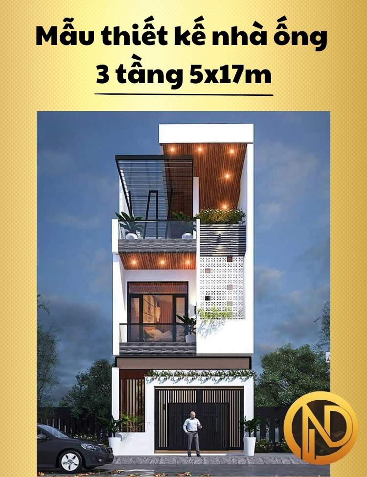 Mẫu Thiết Kế Nhà Ống 3 Tầng 5x17m