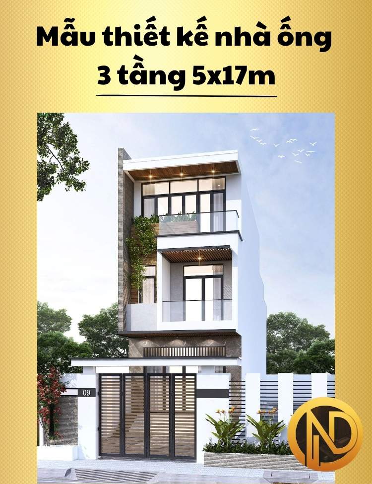 Mẫu Thiết Kế Nhà Ống 3 Tầng 5x17m