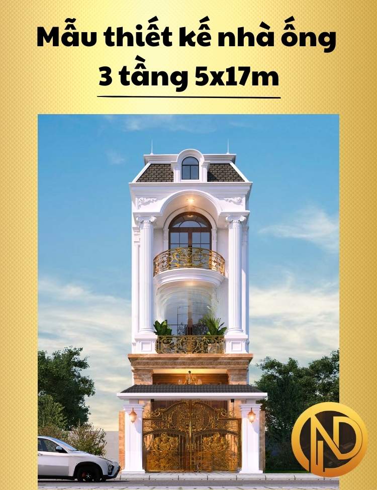 Mẫu Thiết Kế Nhà Ống 3 Tầng 5x17m