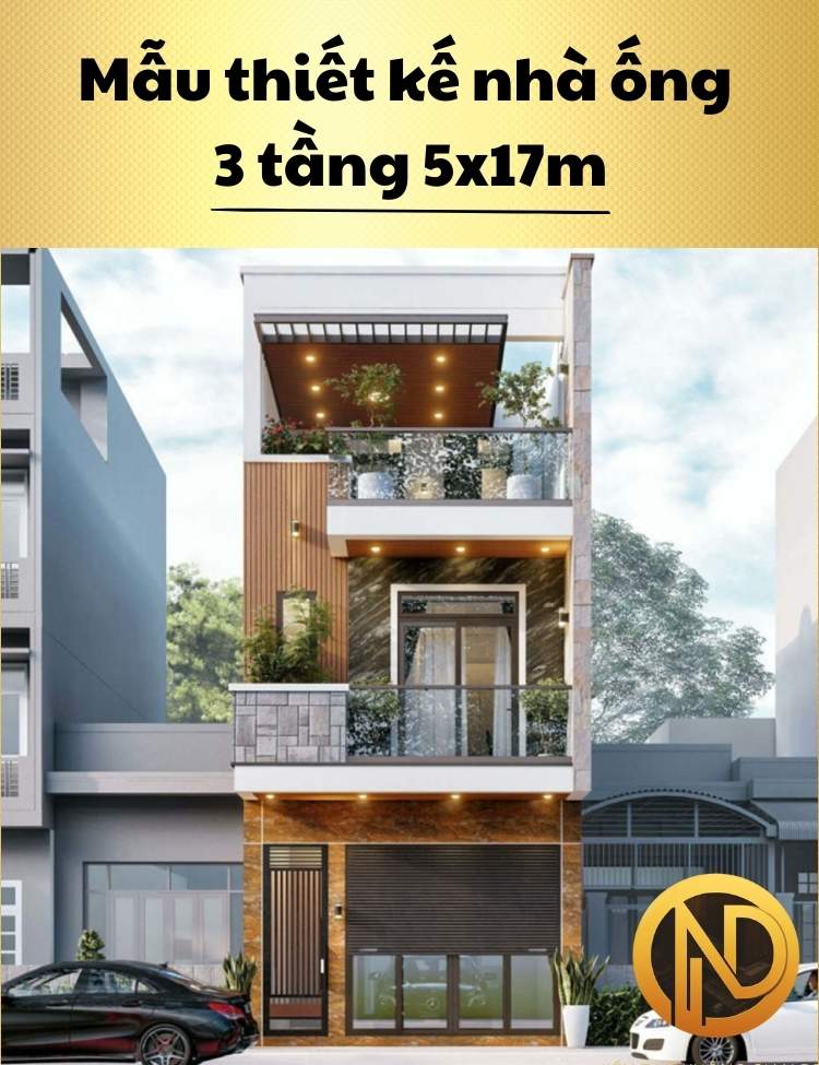 Mẫu Thiết Kế Nhà Ống 3 Tầng 5x17m