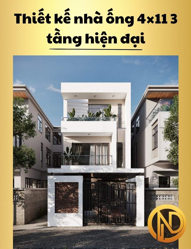 thiết kế nhà ống 4x11 3 tầng