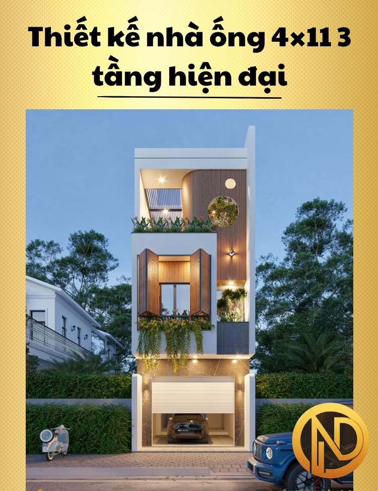 thiết kế nhà ống 4x11 3 tầng