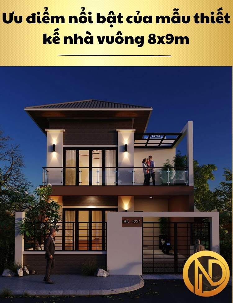 thiết kế nhà vuông 8x9m 2 tầng