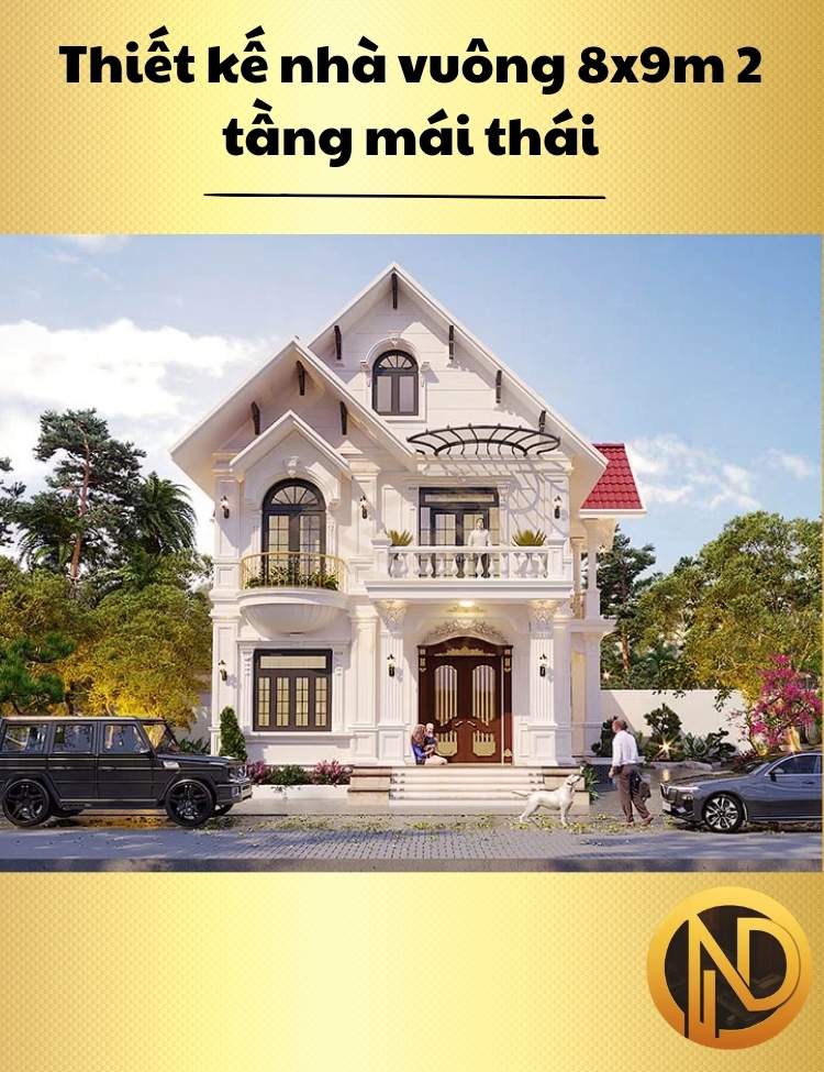 Thiết kế nhà vuông 8x9m 2 tầng mái thái