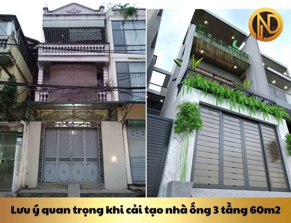 chi phí sửa nhà 3 tầng 60m2