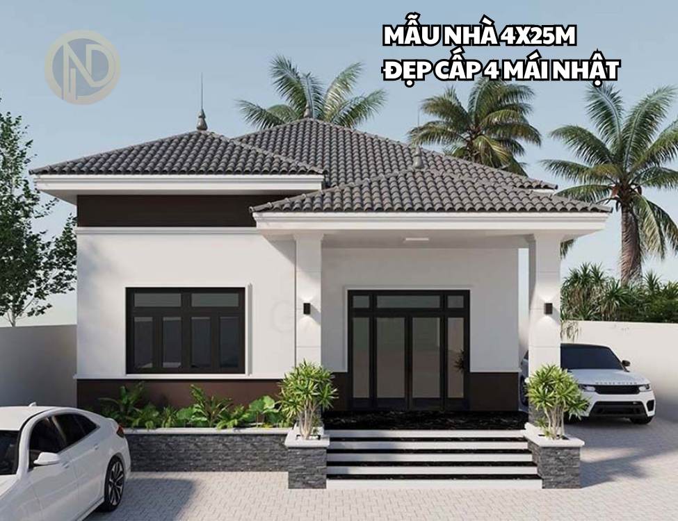 Mẫu nhà 4x25m đẹp cấp 4 mái nhật