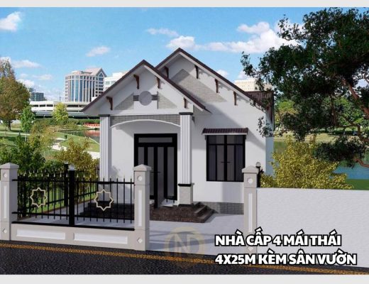 Nhà cấp 4 mái Thái 4x25m kèm sân vườn