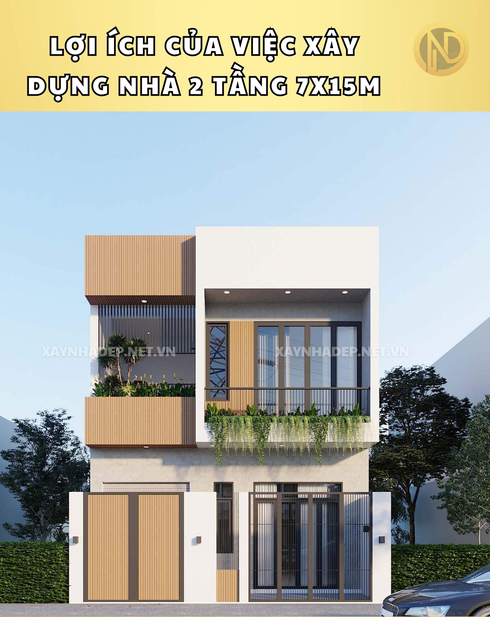 chi phí xây nhà 2 tầng 7x15m