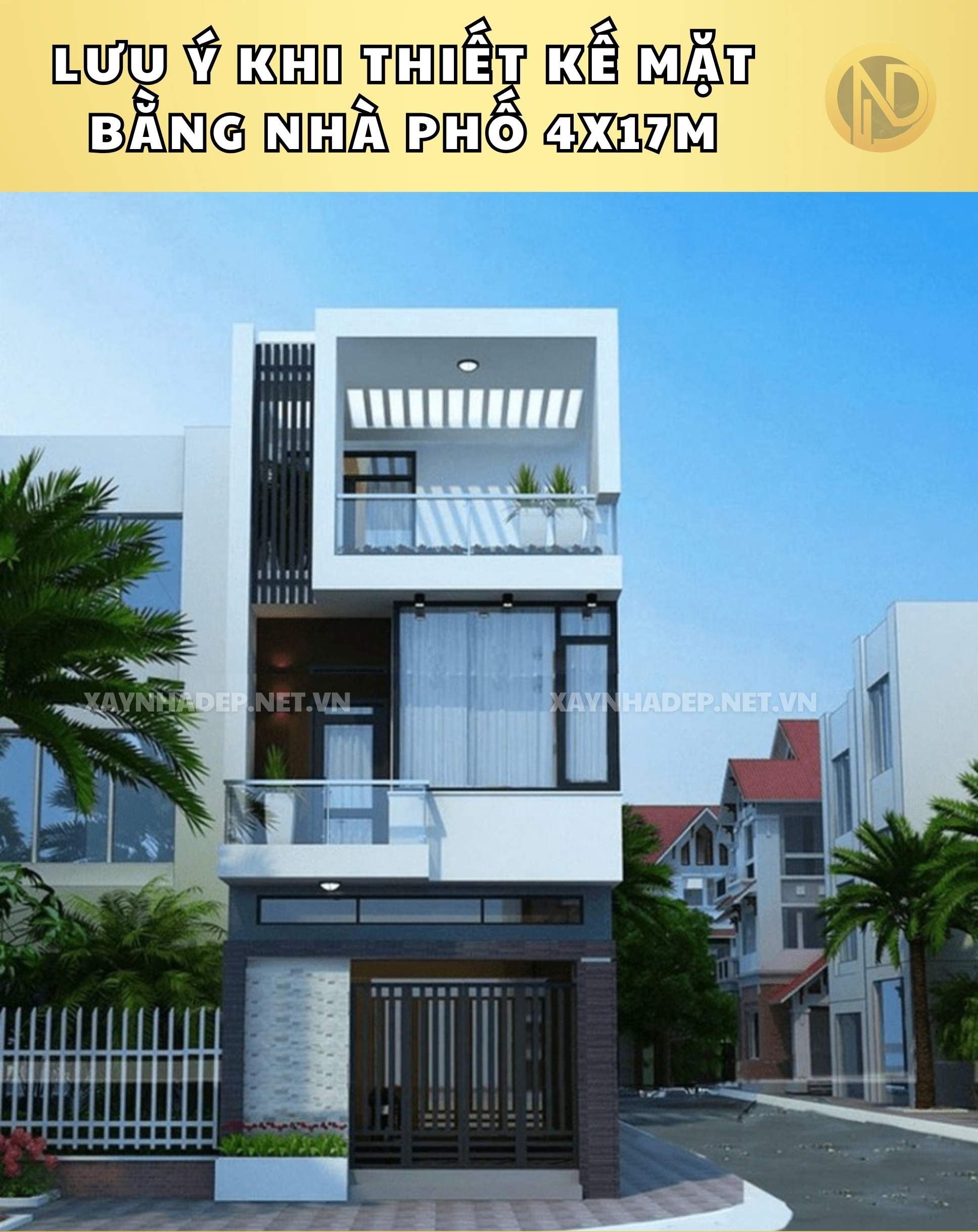 mặt bằng nhà phố 4x17m