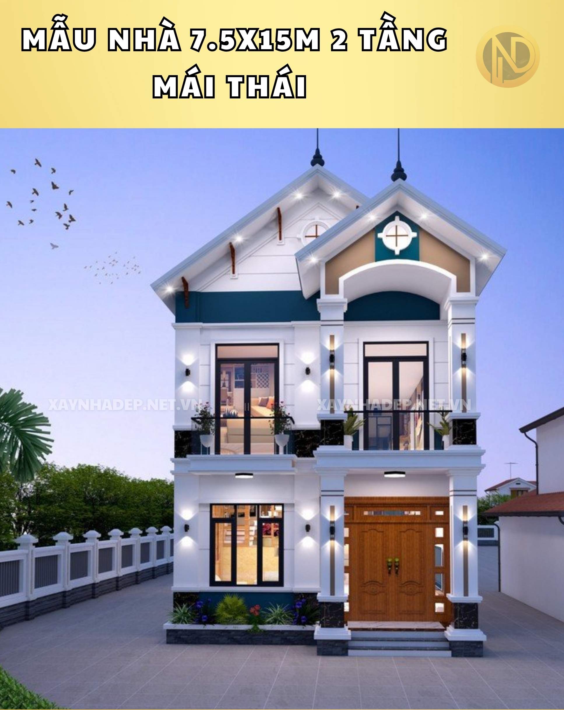 mẫu nhà 7.5x15m 2 tầng