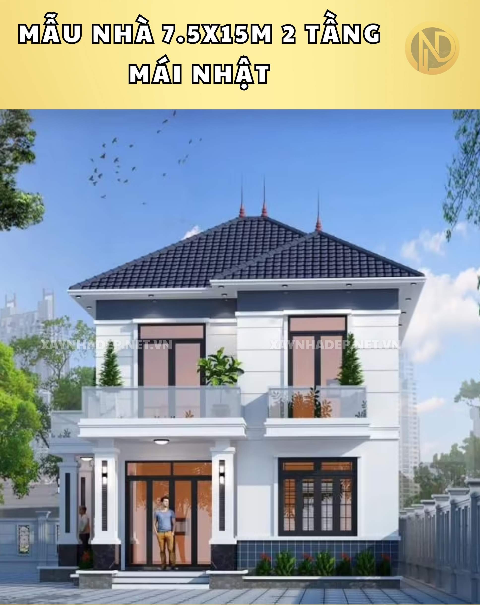 mẫu nhà 7.5x15m 2 tầng