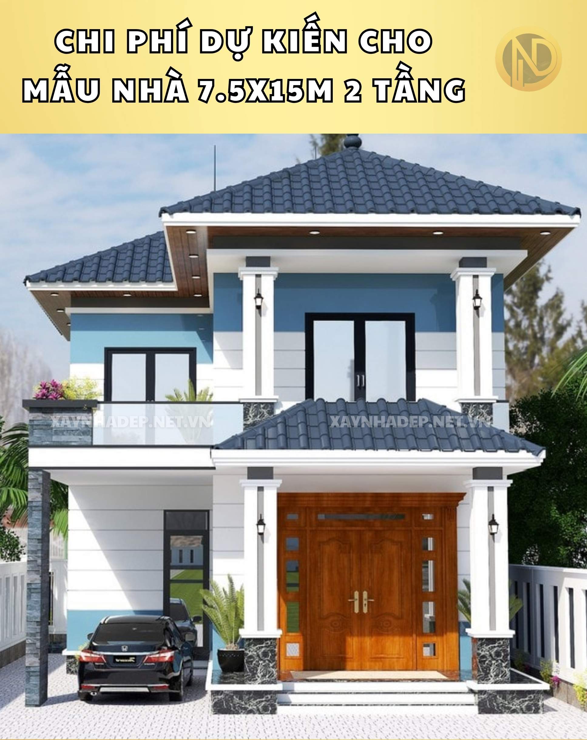 mẫu nhà 7.5x15m 2 tầng