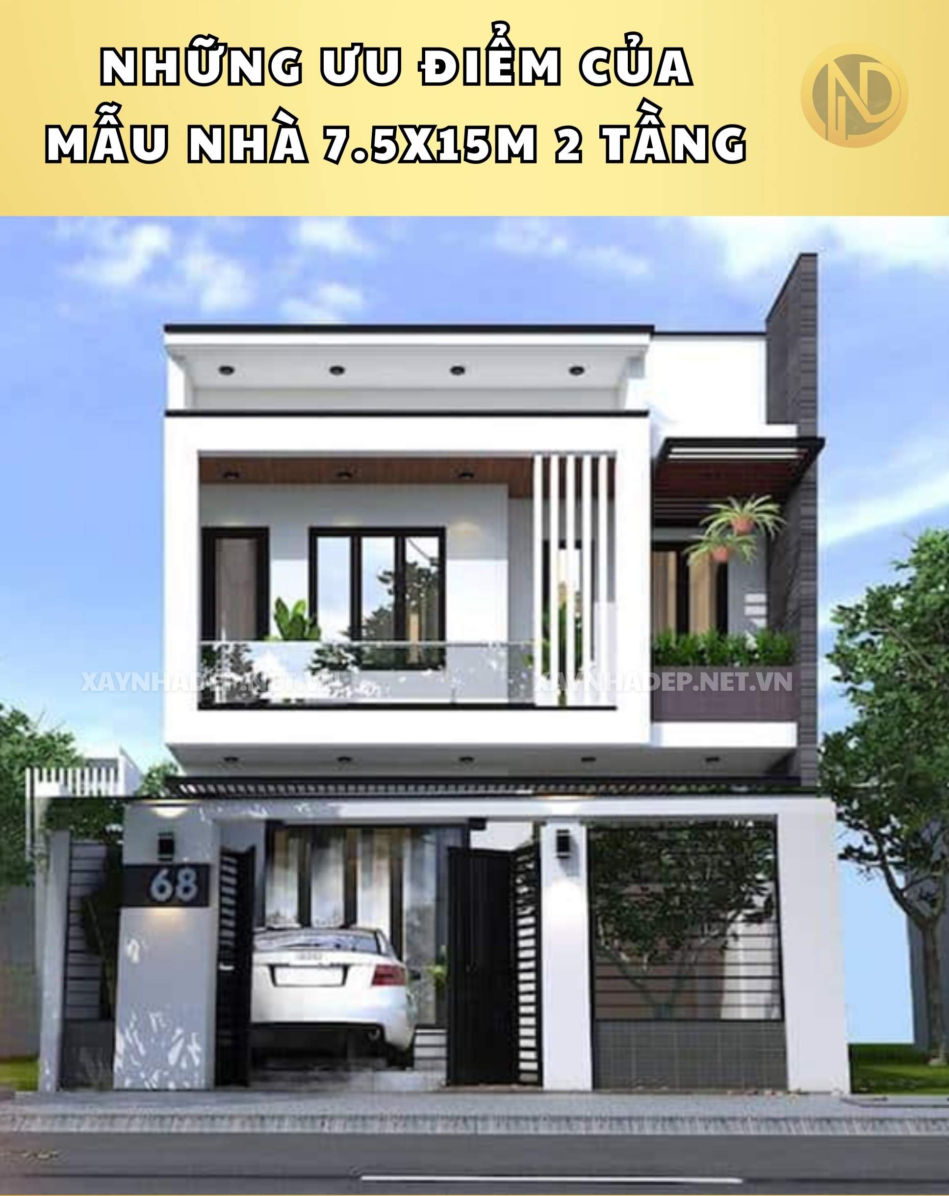 mẫu nhà 7.5x15m 2 tầng