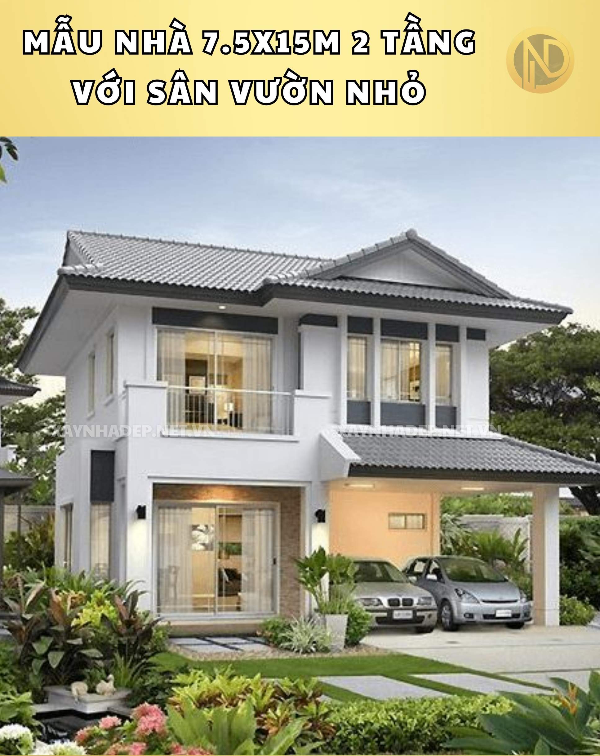 mẫu nhà 7.5x15m 2 tầng