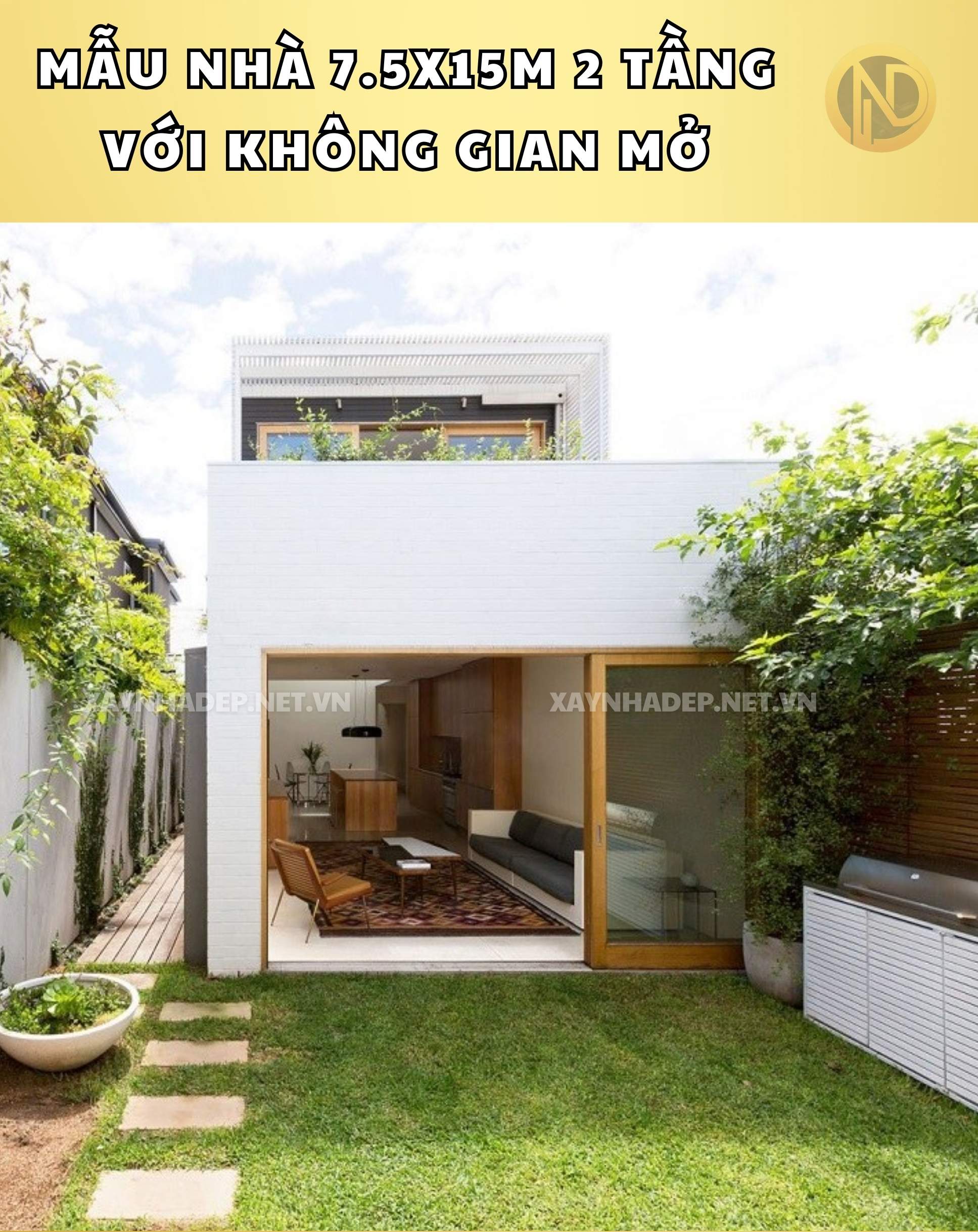 mẫu nhà 7.5x15m 2 tầng