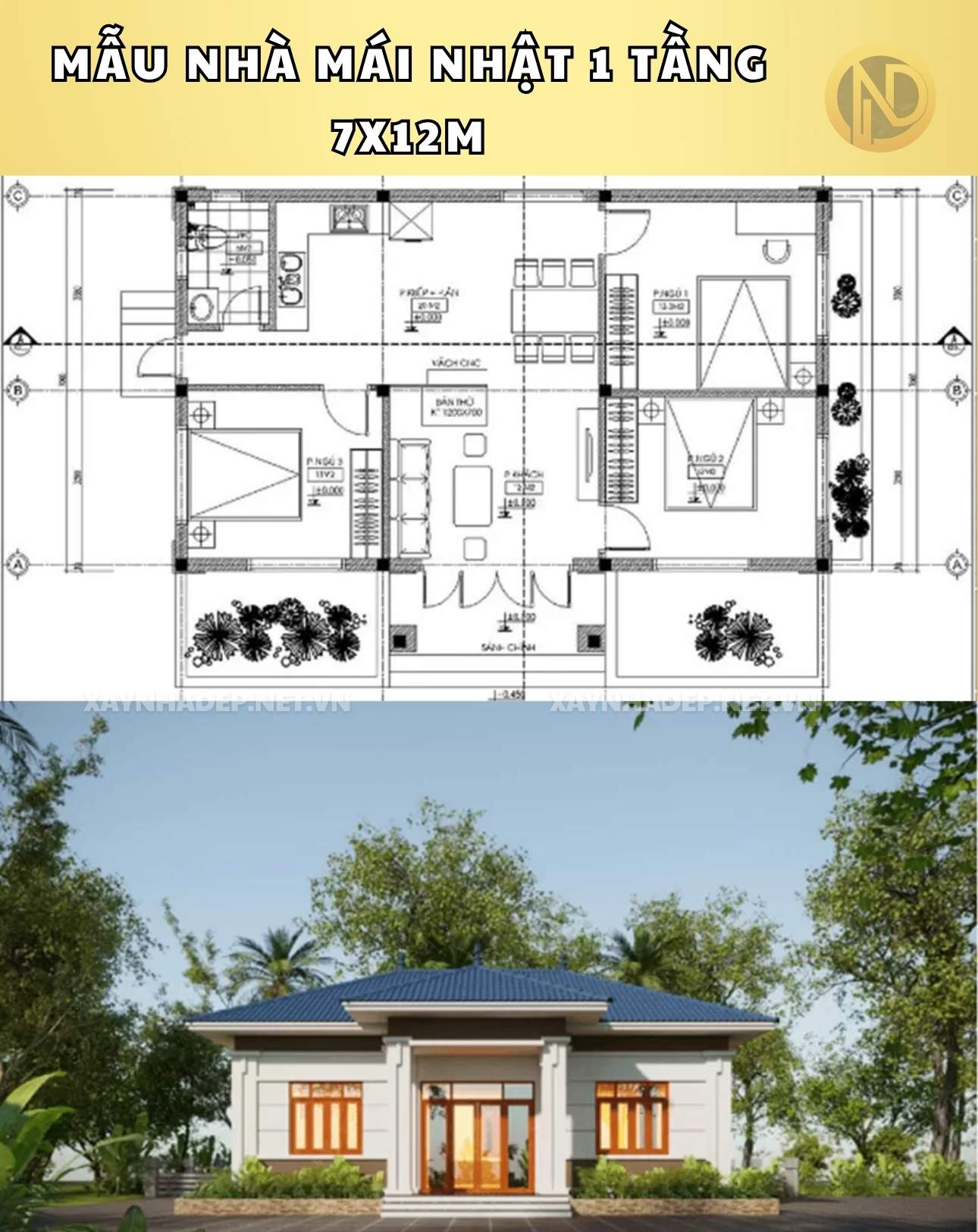 mẫu nhà 7x12m 1 tầng