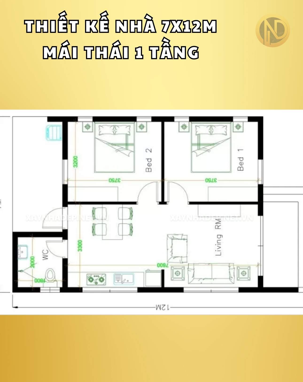 mẫu nhà 7x12m 1 tầng