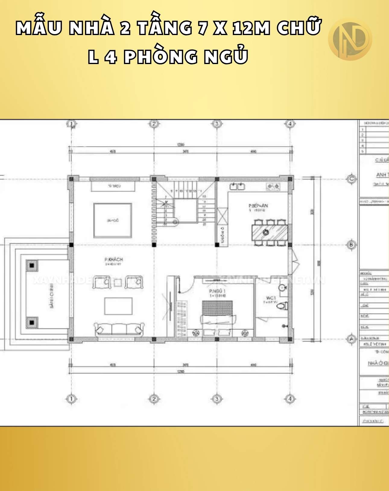 nhà 2 tầng 7x12m 4 phòng ngủ