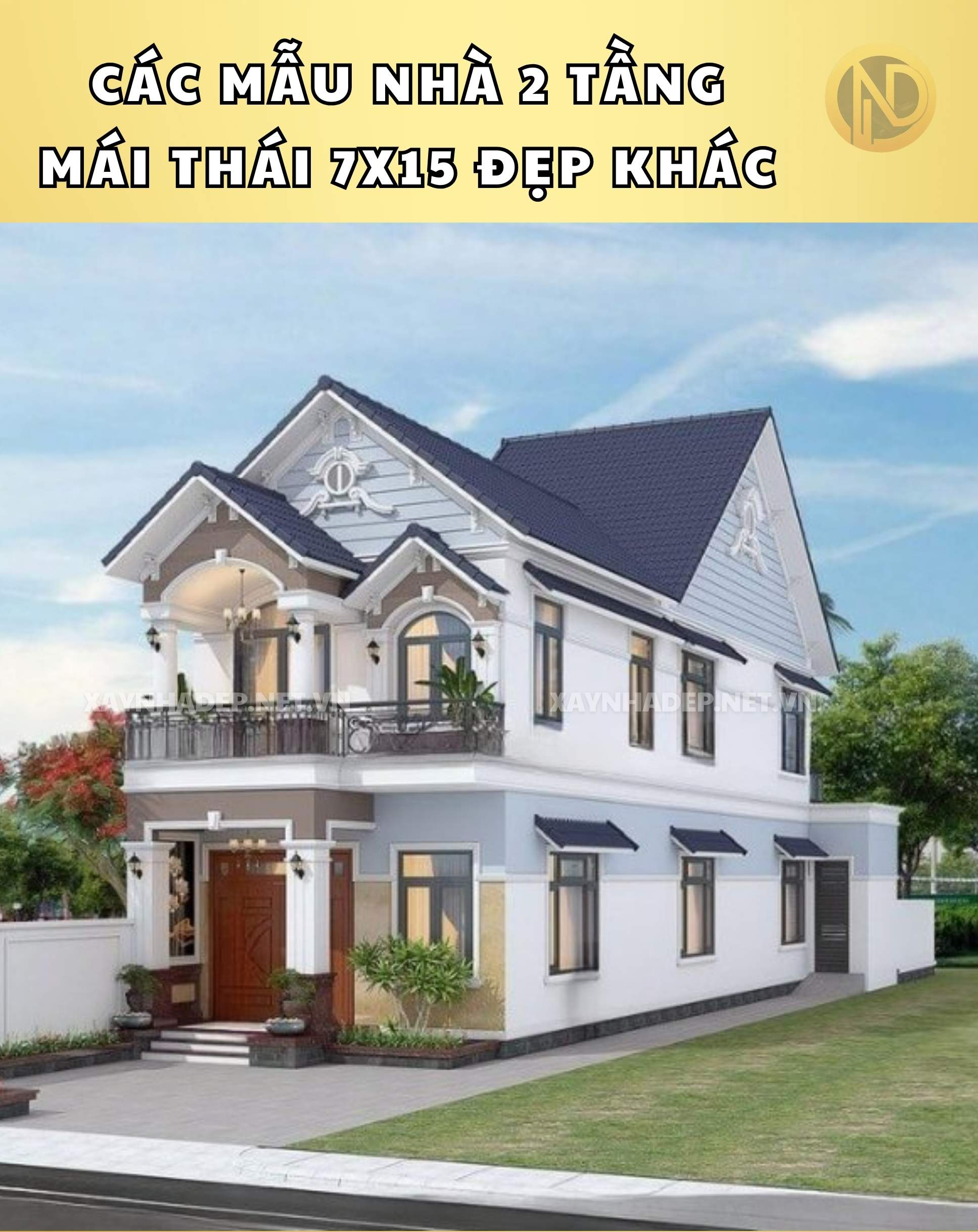 nhà 2 tầng mái thái 7x15