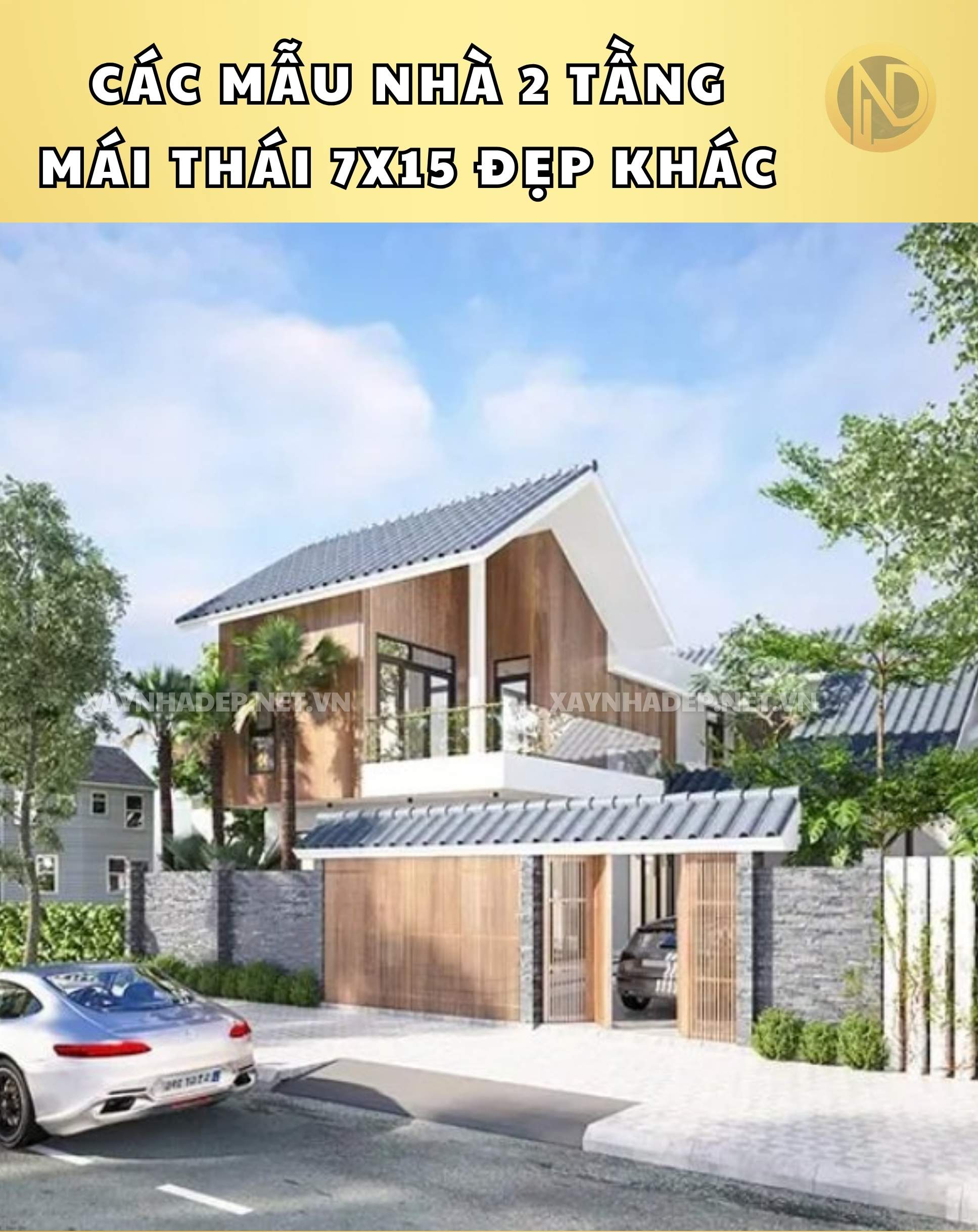 nhà 2 tầng mái thái 7x15