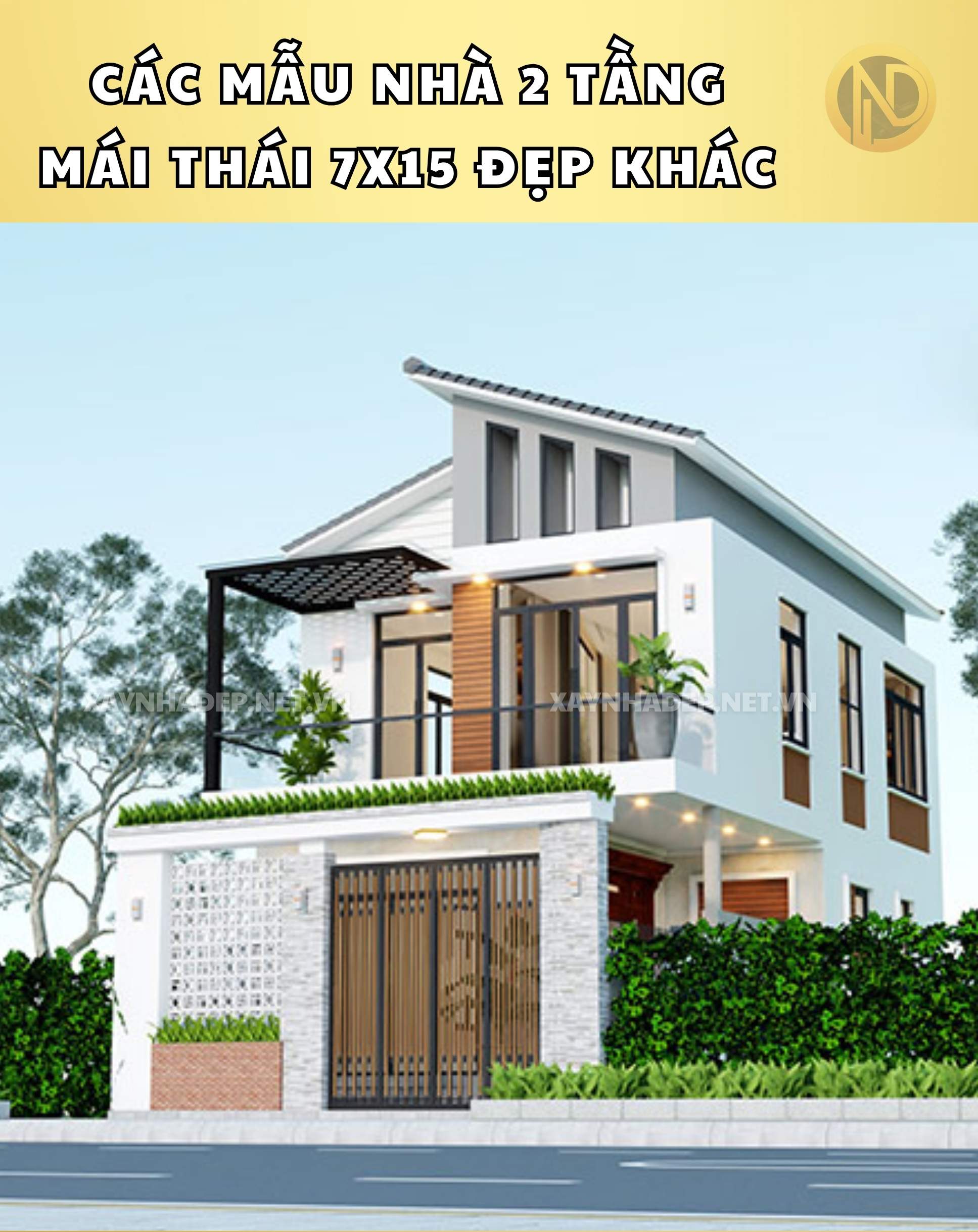 nhà 2 tầng mái thái 7x15