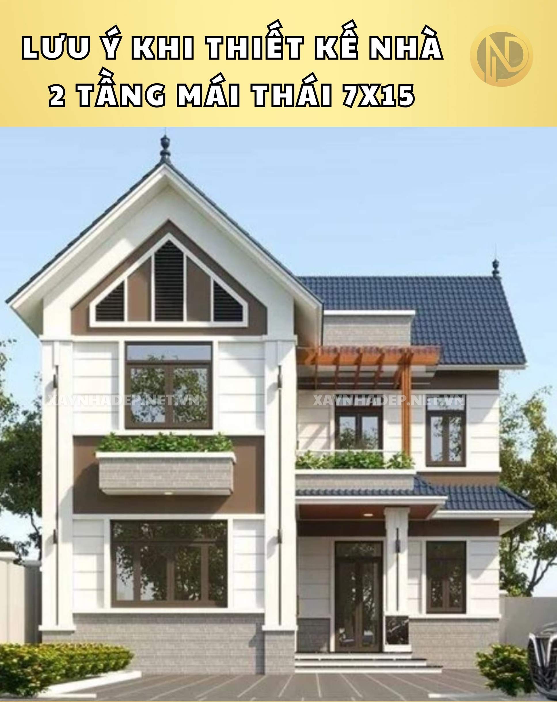 nhà 2 tầng mái thái 7x15