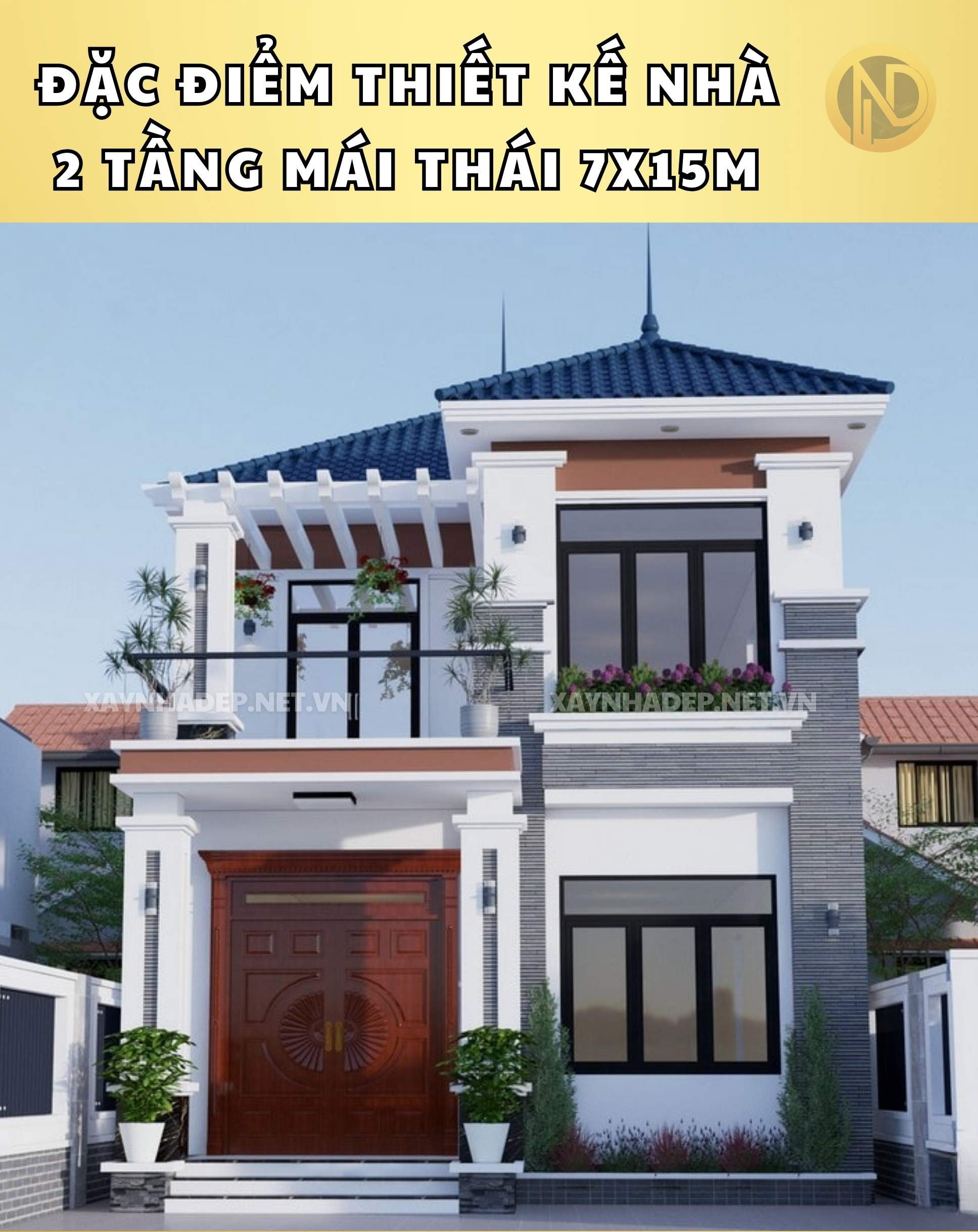 nhà 2 tầng mái thái 7x15