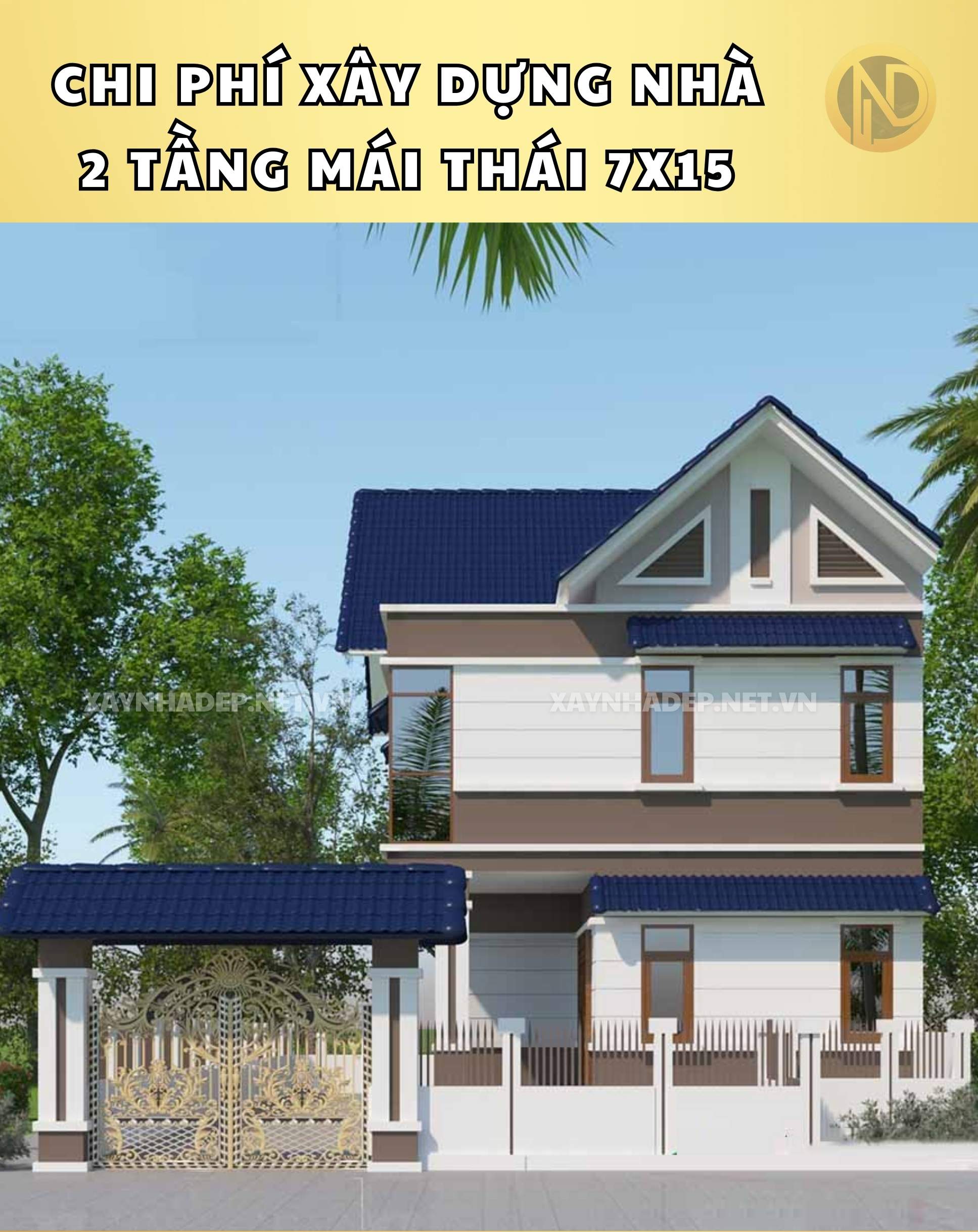 nhà 2 tầng mái thái 7x15