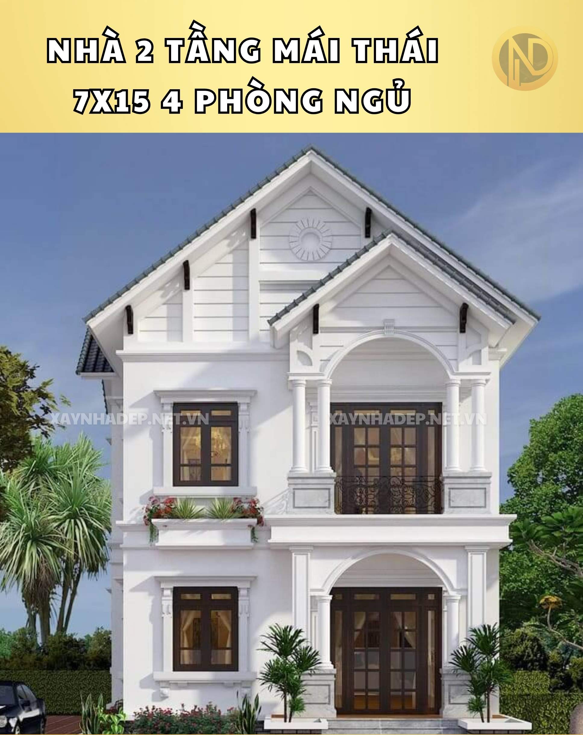 nhà 2 tầng mái thái 7x15