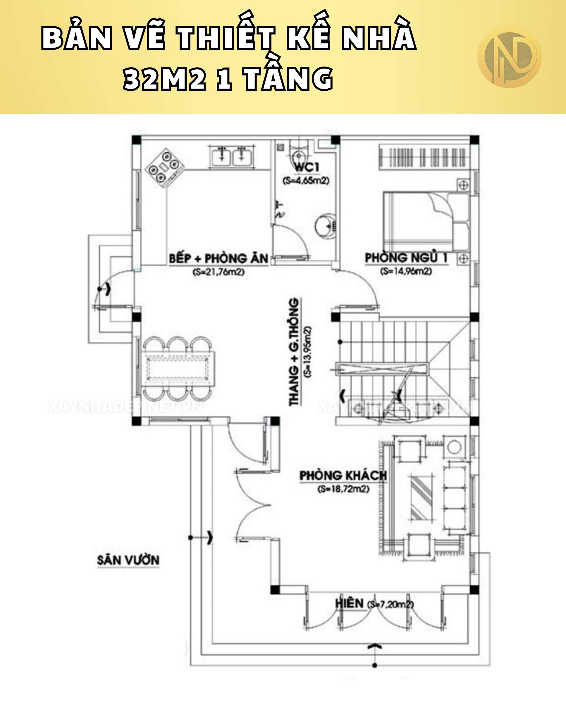 nhà 32m2 đẹp