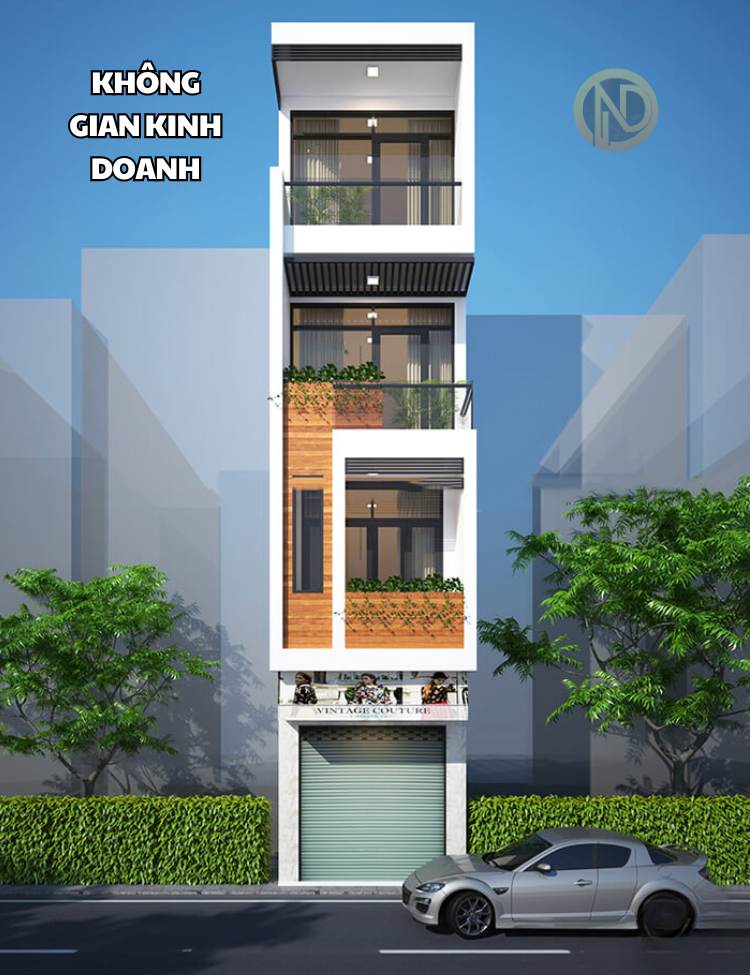 Mẫu thiết kế nhà 4x8m 4 tầng kết hợp không gian kinh doanh