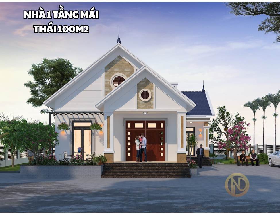 Nhà 1 tầng mái thái 100m2 đẹp