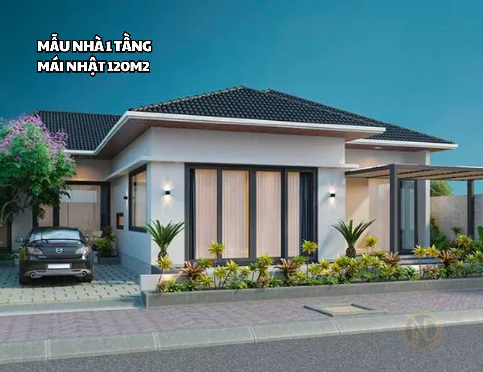 Mẫu nhà 1 tầng mái Nhật 120m2