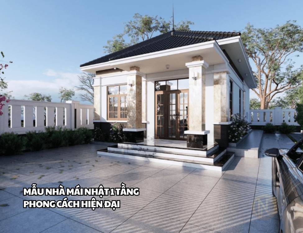 Mẫu nhà mái Nhật 1 tầng phong cách hiện đại